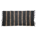 ΔΕΡΜΑΤΙΝΗ ΚΟΥΡΕΛΟΥ FLAT ΡΙΓΕ ΜΑΥΡΟ ΚΑΦΕ ΜΕ JUTE 70X140εκ.